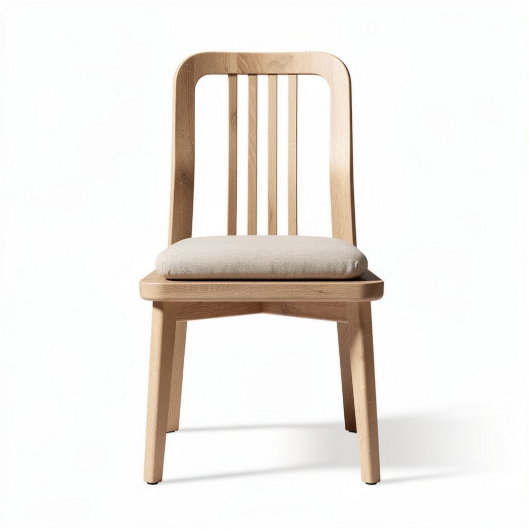 Wooden dining chair with padded seat in natural finish 45 x 45 x 85cm