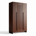 Three-door wooden wardrobe with adjustable shelves in natural finish 180 x 100 x 50cm