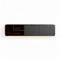 Wall-mounted storage unit with black and wood finish dimensions 150 x 40 x 30cm