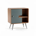 Green storage cabinet with wooden legs 100 x 50 x 75cm for living room use