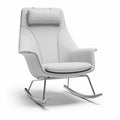 Rocking chair in white fabric with metal frame and ergonomic design 80 x 70 x 100cm