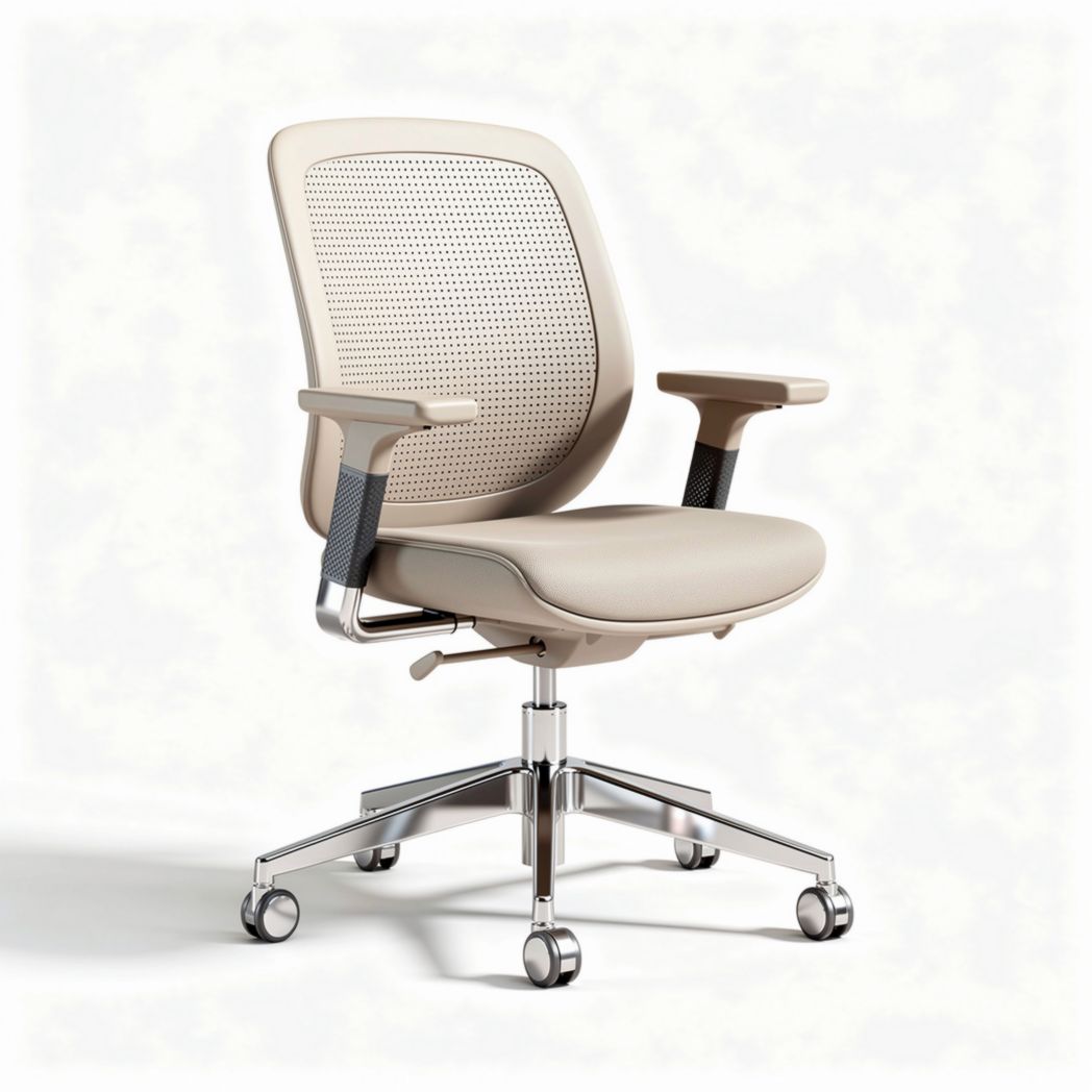Mesh ergonomic office chair with adjustable height and armrests beige color 60 x 60 x 100cm